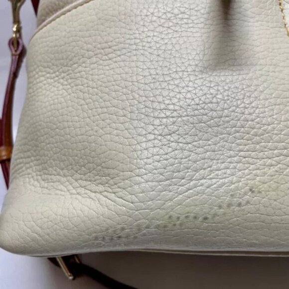 Dooney & Bourke Dillen Double Pocket Convertible Satchel Cream Pebbled Leather - Picture 5 of 16